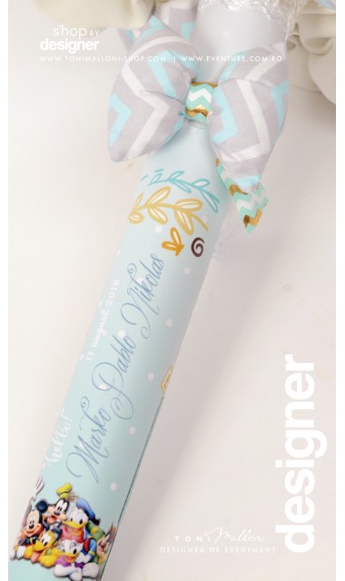 Lumanare de botez  pentru baieti cu personaje Disney, 65x4 cm, Chevron Party Mix 4
